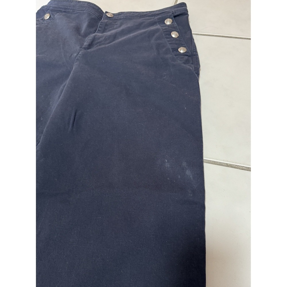 EUC! Lauren Ralph Lauren Women's Navy Blue Pants Side Silver Buttons - SZ 8 - Picture 2 of 6